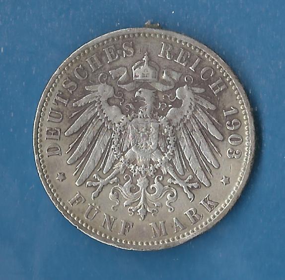  5 Mark Hamburg 1903 HKsp. J Koblenzer Muenzen Studio Münzenankauf Koblenz Frank Maurer AG141   