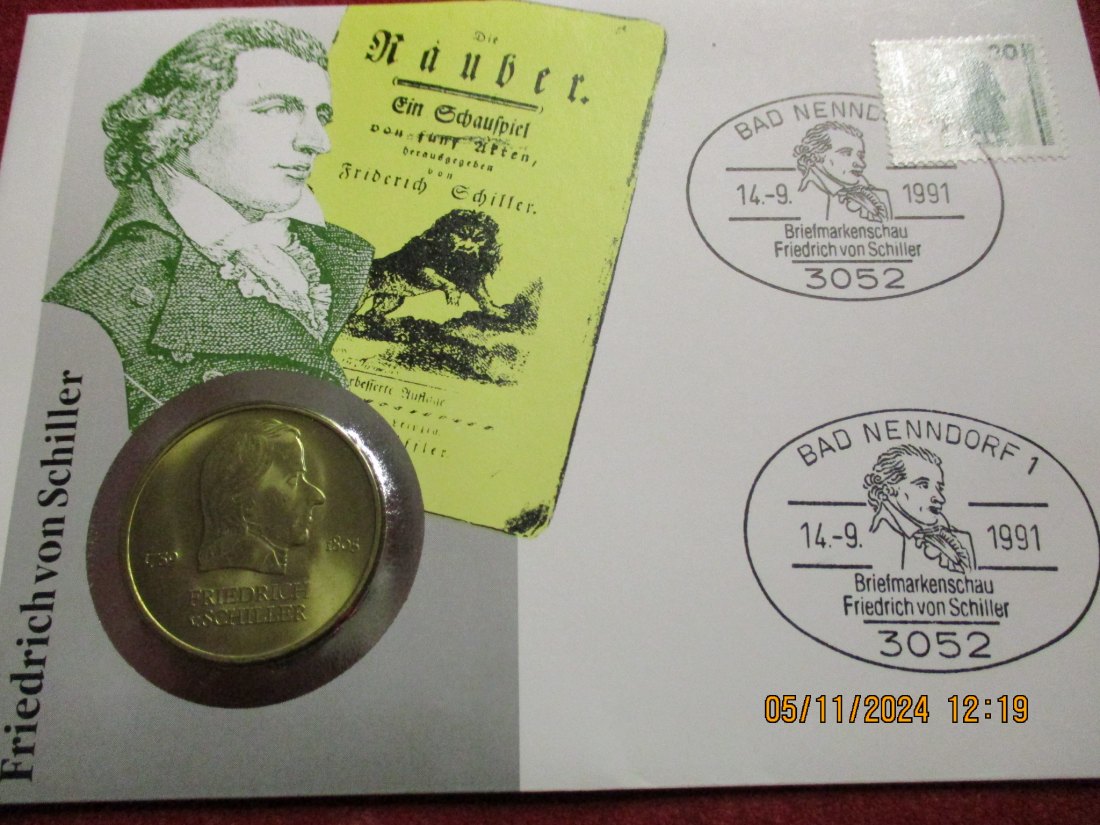  20 Mark DDR Numisbrief Friedrich Schiller   