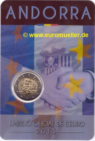 Andorra ...2 Euro Gedenkmünze 2015...Zollunion...bu...Coincard   