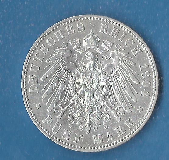  5 Mark Wilhelm II 1904 Muenzen Studio Münzenankauf Koblenz Frank Maurer AG151   