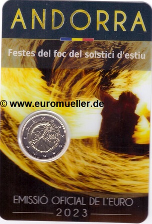 Andorra ...2 Euro Gedenkmünze 2023...Sommersonnenwende...bu...Coincard   