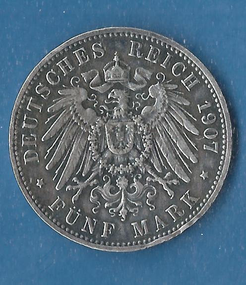  5 Mark Wilhelm II 1907 Muenzen Studio Münzenankauf Koblenz Frank Maurer AG162   