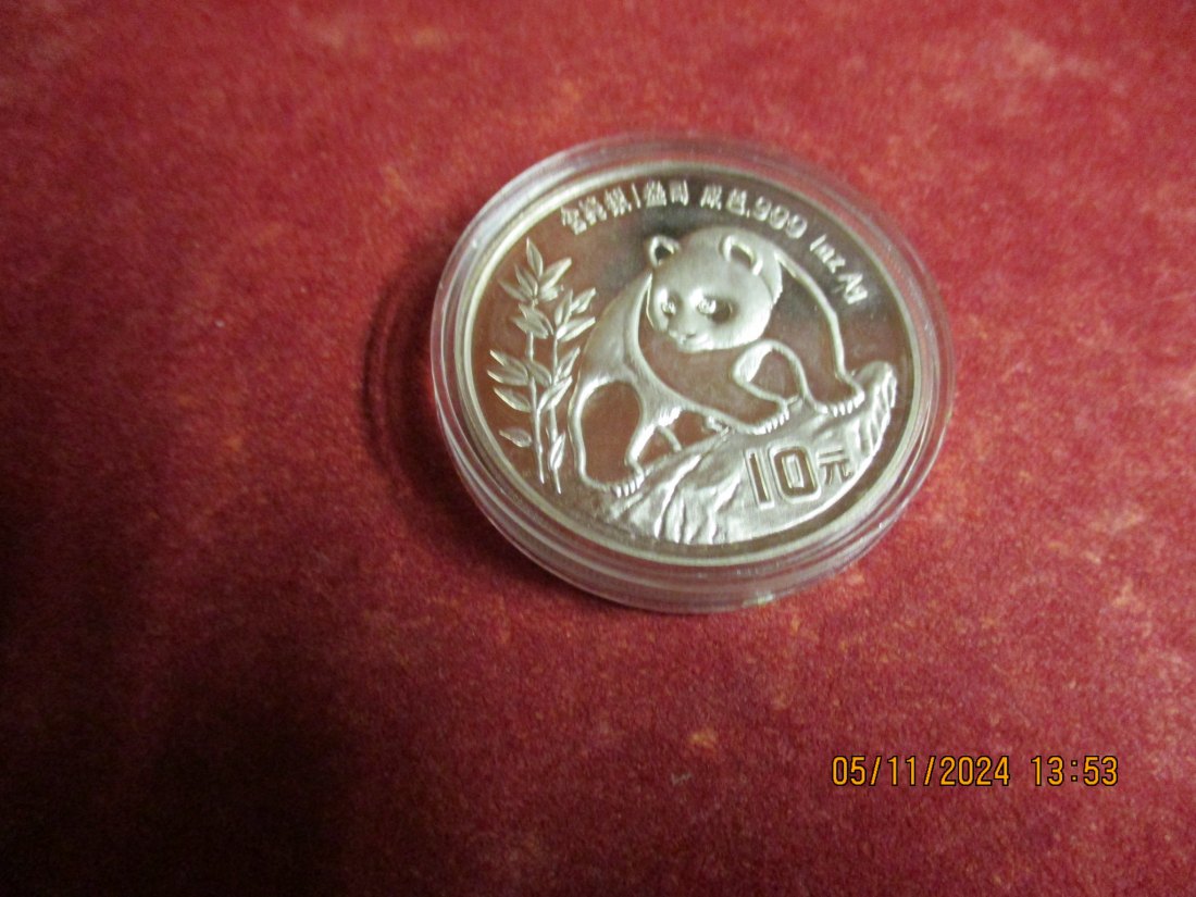  10 Yuan China Panda 1990 Silbermünze /MF2   