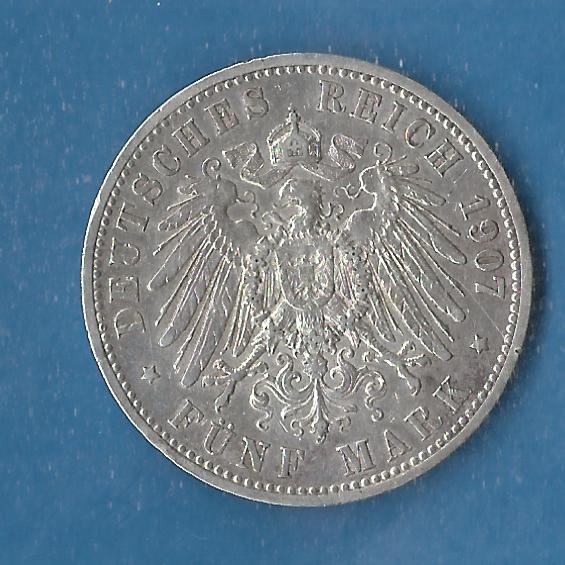  5 Mark Wilhelm II 1907 Muenzen Studio Münzenankauf Koblenz Frank Maurer AG165   