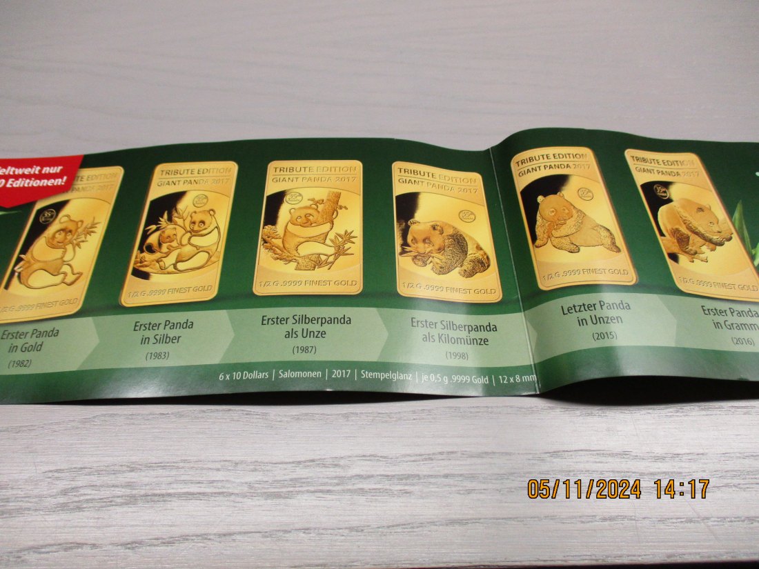  6 x 10 Dollars Solomon Island Panda Set 35 Jahre Panda Goldmünzen 9999er Gold   