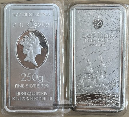  Saint Helena  East India Company  10 Pounds/250g Barren 2021  FM-Frankfurt  Feingewicht: 250g   