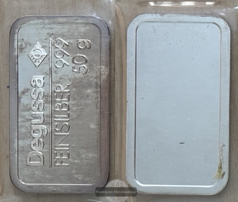  Degussa,   Silberbarren   FM-Frankfurt   Feinsilber: 50g   