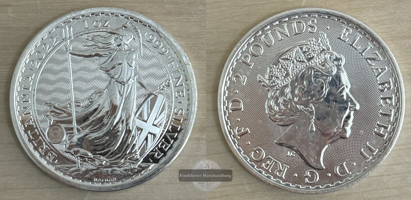  Großbritannien  2 Pounds  2022  Britannia  FM-Frankfurt  Feinsilber: 31g   