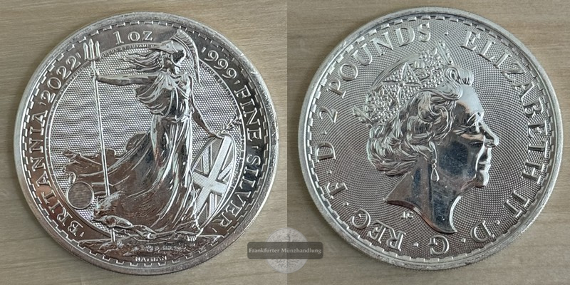  Großbritannien  2 Pounds  2022  Britannia  FM-Frankfurt  Feinsilber: 31g   