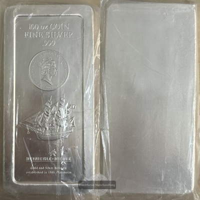  Cook Islands  Silberbarren  100 Dollar 2008 / 100 oz Feingewicht: 3.110,35 g FM-Frankfurt   