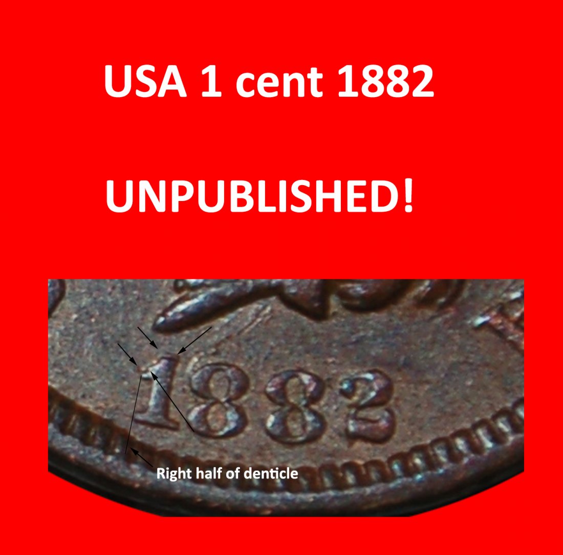  Ⰶ INDISCHER KOPF (1864-1909): USA ★ 1 CENT 1882! UNVERÖFFENTLICHT! ★OHNE VORBEHALT   