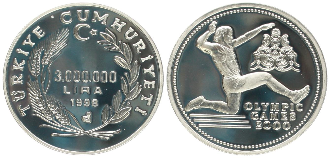  Türkei 3000000 Lira 1998 pp, Silber, näheres unten!   