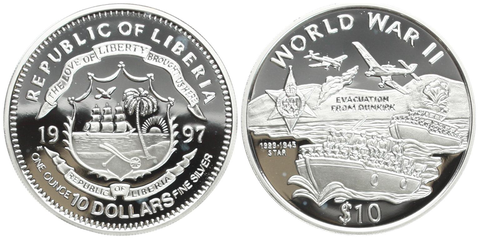  Liberia: 10 Dollars 1997, II. Weltkrieg, näheres unten!   