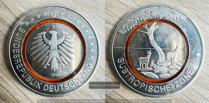  Deutschland 5 Euro, 2018- Subtropische Zone -  FM-Frankfurt   