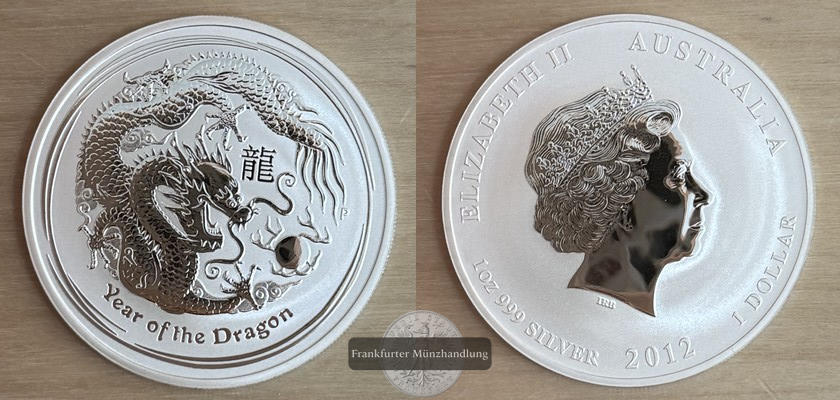  Australien  1 Dollar Jahr des Drachen 2012  FM-Frankfurt  Feingewicht: 31,1g   