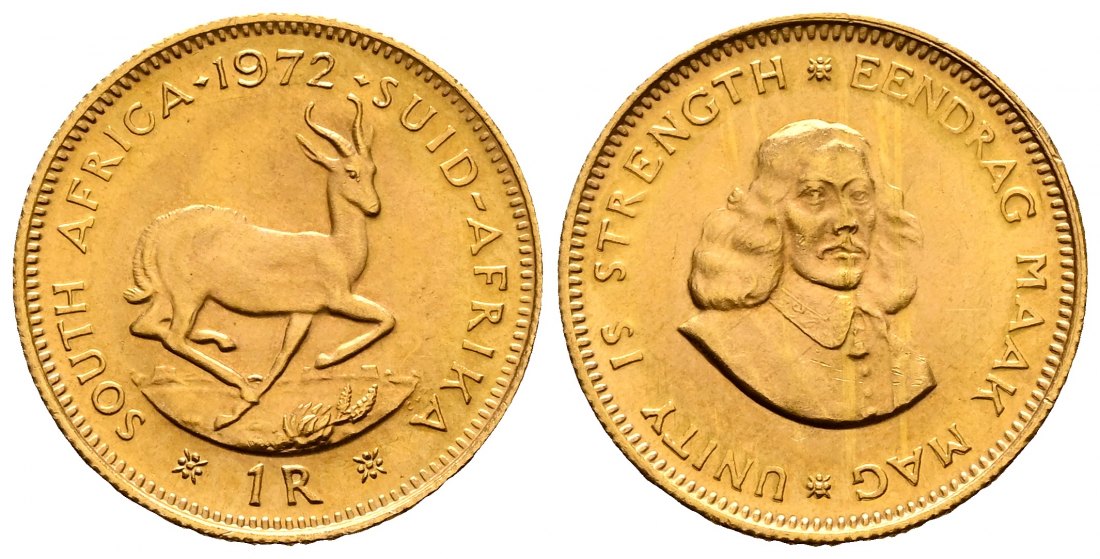 PEUS 2218 Südafrika 3,66 g Feingold 1 Rand GOLD 1972 Fast Stempelglanz