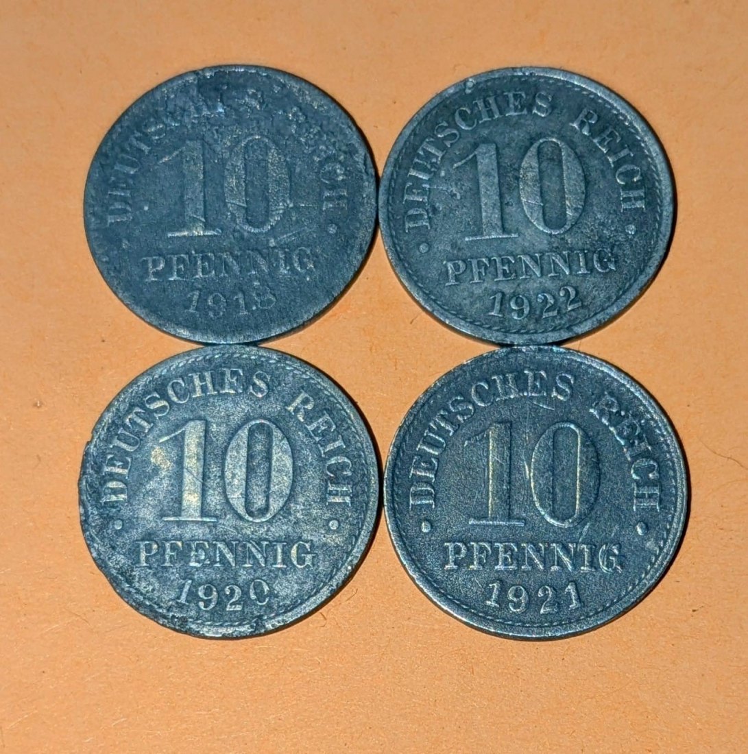  Deutschlands 4* 10 Pfennige Deutsches Reich 1918-1920-1921-1922   