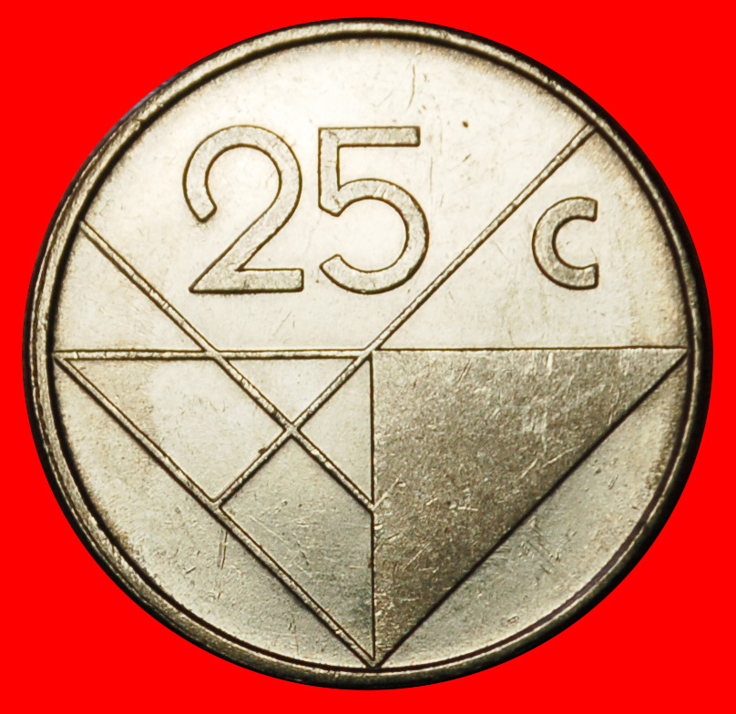  Ⰶ NETHERLANDS (1986-2023): ARUBA ★25 CENTS 1986! BEATRIX (1980-2013) LUSTRE! LOW START ★ NO RESERVE!   