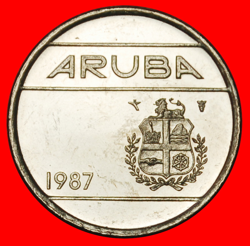  Ⰶ NETHERLANDS (1986-2023): ARUBA ★25 CENTS 1987! BEATRIX (1980-2013) LUSTRE! LOW START ★ NO RESERVE!   