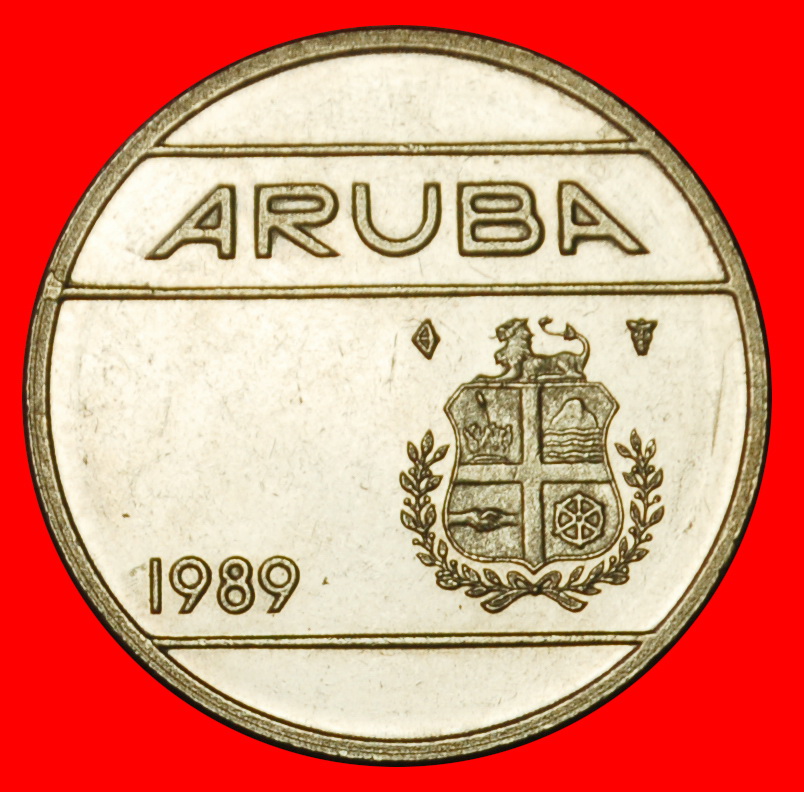  Ⰶ NETHERLANDS (1986-2023): ARUBA ★25 CENTS 1989! BEATRIX (1980-2013) LUSTRE! LOW START ★ NO RESERVE!   