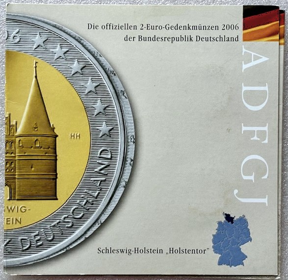  Deutschland --- 5x 2 Euro 2006 * Holstentor Lübeck * A/D/F/G/J , im Klappfolder   