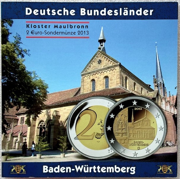  Deutschland --- 5x 2 Euro 2013 * Kloster Maulbronn * A/D/F/G/J , im Klappfolder   