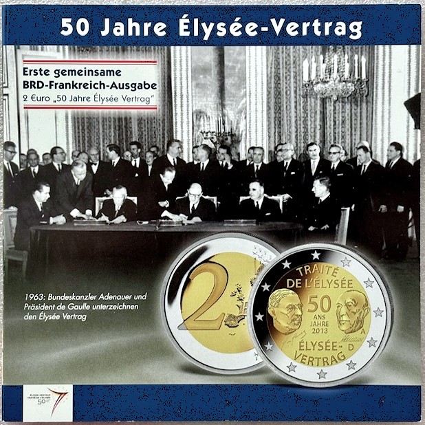  Deutschland --- 5x 2 Euro 2013 * Elysee - Vertrag * A/D/F/G/J , im Klappfolder   