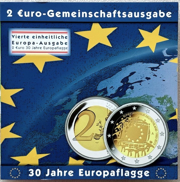  Deutschland --- 5x 2 Euro 2015 * Europa - Flagge * A/D/F/G/J , im Klappfolder   