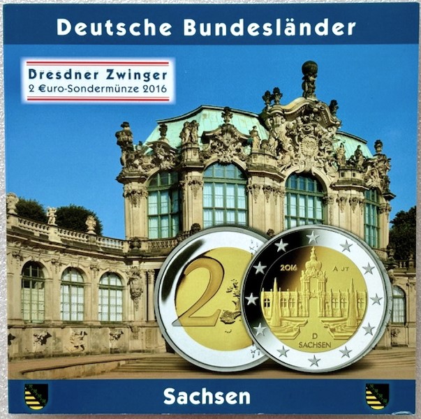  Deutschland --- 5x 2 Euro 2016 * Dresdner Zwinger * A/D/F/G/J , im Klappfolder   