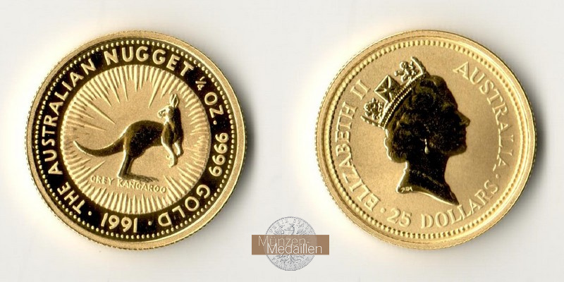 Australien MM-Frankfurt Feingold: 7,78g 25 Dollars 1991 