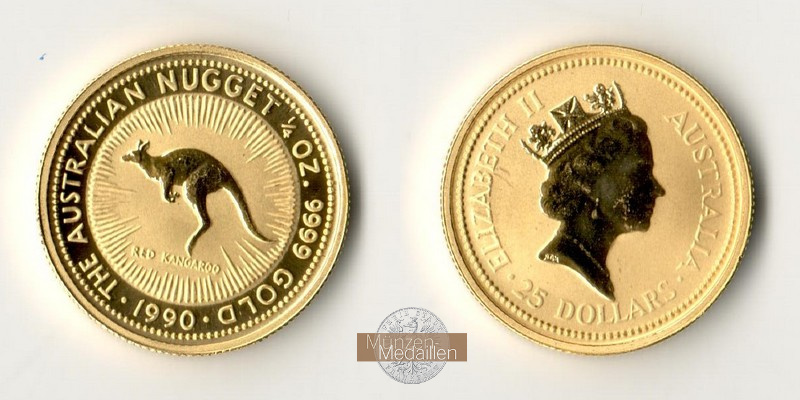 Australien MM-Frankfurt Feingold: 7,78g 25 Dollars 1990 