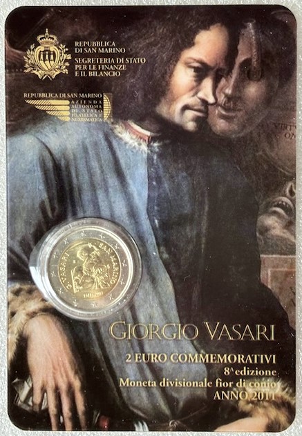  San Marino --- 2 Euro 2011 * 500.Geburtstag von Giorgio Vasari * , im Klappfolder   