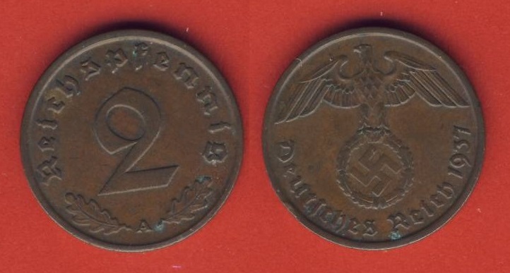  Deutsches Reich 2 Reichspfennig 1937 A   