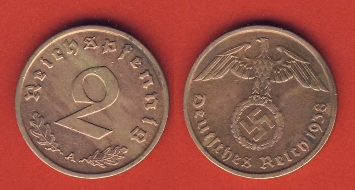  Deutsches Reich 2 Reichspfennig 1938 A   