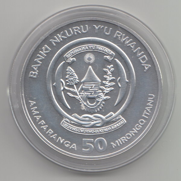  Ruanda, 50 Amafaranga 2018, Year of the Dog, 1 unze oz, 31,1 Gramm Feinsilber   