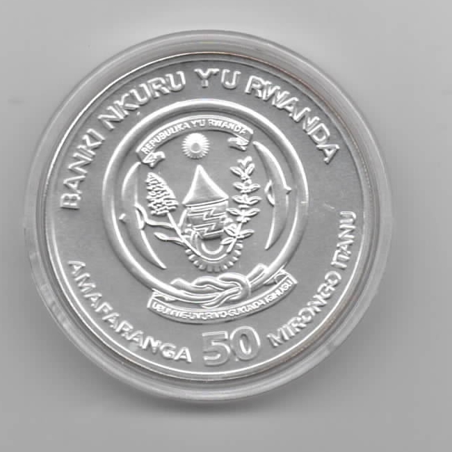  Ruanda, 50 Amafaranga 2020, Year of the Rat, 1 unze oz, 31,1 Gramm Feinsilber   