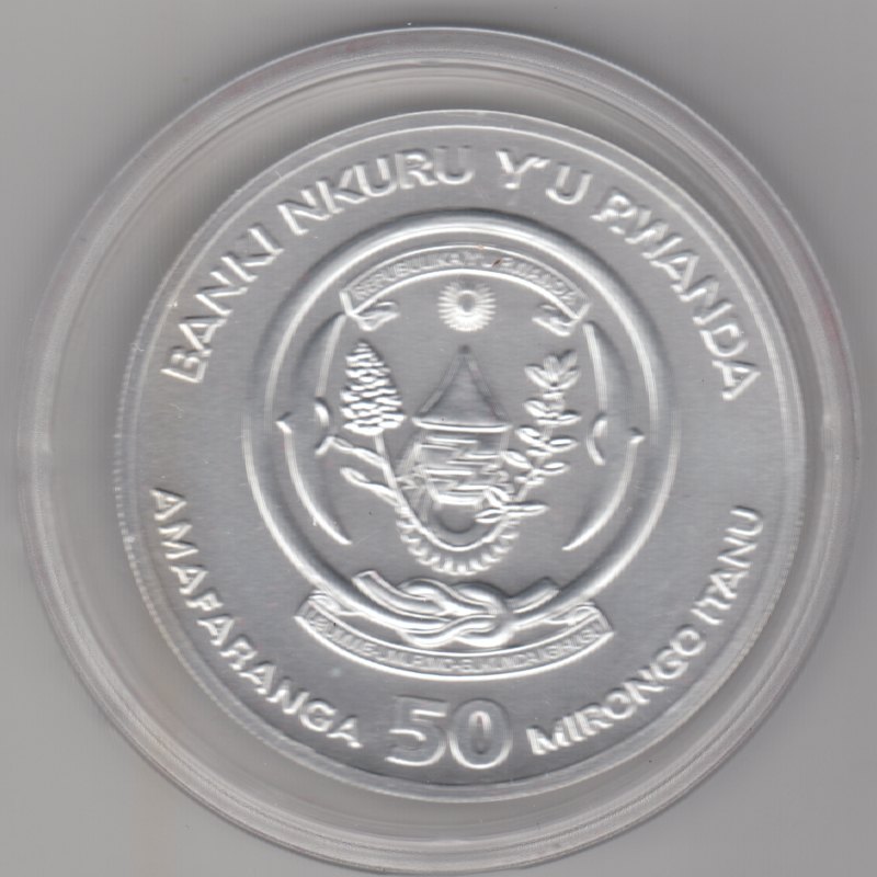  Ruanda, 50 Amafaranga 2021, Year of the Ox, 1 unze oz, 31,1 Gramm Feinsilber   