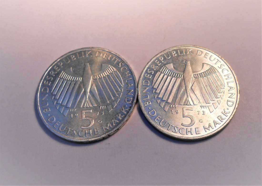  C11°°Deutschland 5 DM 0.625 Silber 2 x Gedenkmünze 1973 G Frankfurter Nationalversammlung   