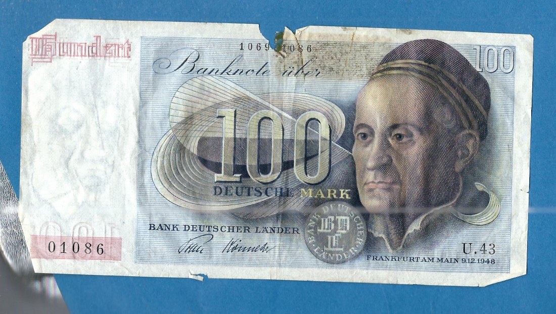  100 MARK Bank deutscher Länder Serie 1948 U.43 Münzenankauf Koblenz Frank Maurer AG197   