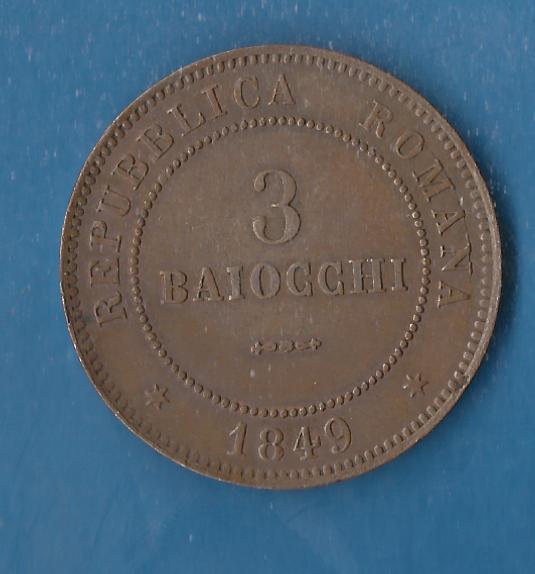  Italy States 3 Baiocchi 1849 good condition Münzenankauf Koblenz Frank Maurer AG220   