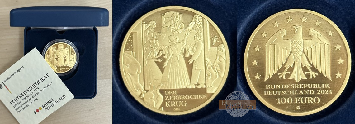 BRD. 100 Euro G MM-Frankfurt  Feingewicht: 15,55g Gold Meisterwerke der dt. Literatur - Krug 2024 