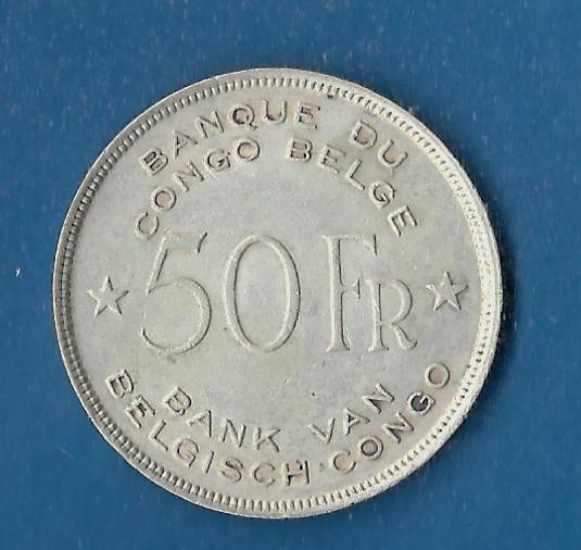  50 Francs Belgisch Kongo 1944 vz/st rare Münzenankauf Koblenz Frank Maurer AG237   