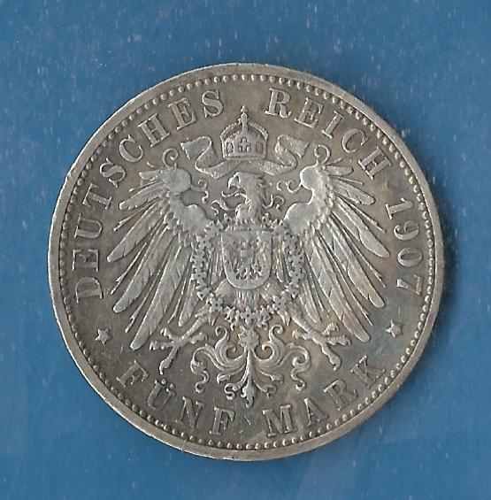  5 Mark Baden 1907 Münzenankauf Koblenz Frank Maurer AG249   