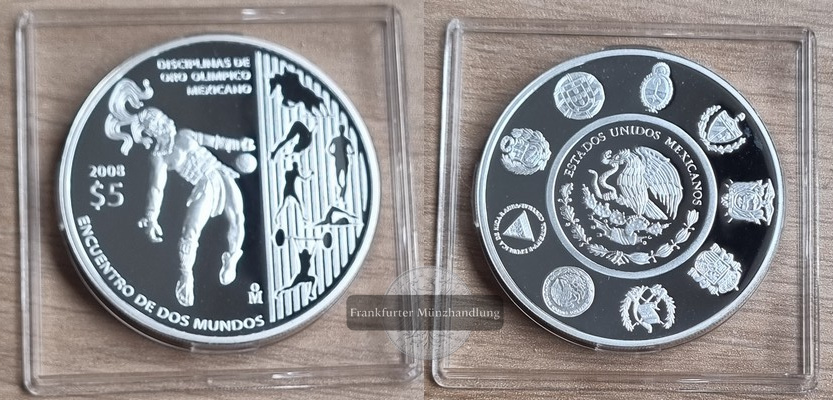  Mexiko 5 Pesos, 2008 Olympische Spiele FM-Frankfurt   Feinsilber: 24,975g   