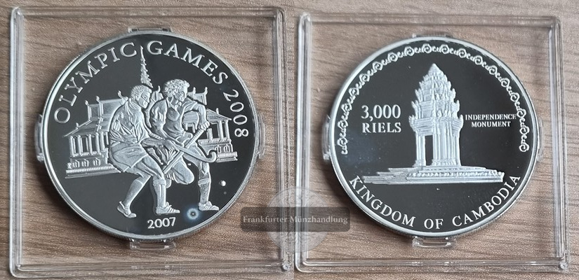  Kambodscha 3000 Riel 2007 XXIX. Olympische Sommerspiele, Beijing FM-Frankfurt Feinsilber: 23,125g   