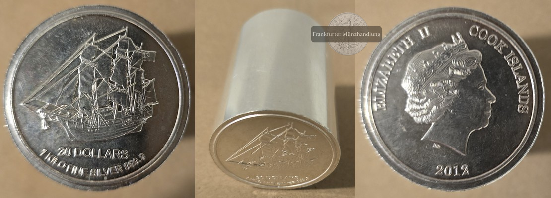  Cook Islands.  30 Dollar 2012 (Münzbarren stangenförmig) FM-Frankfurt Feingewicht: 1000g Silber   