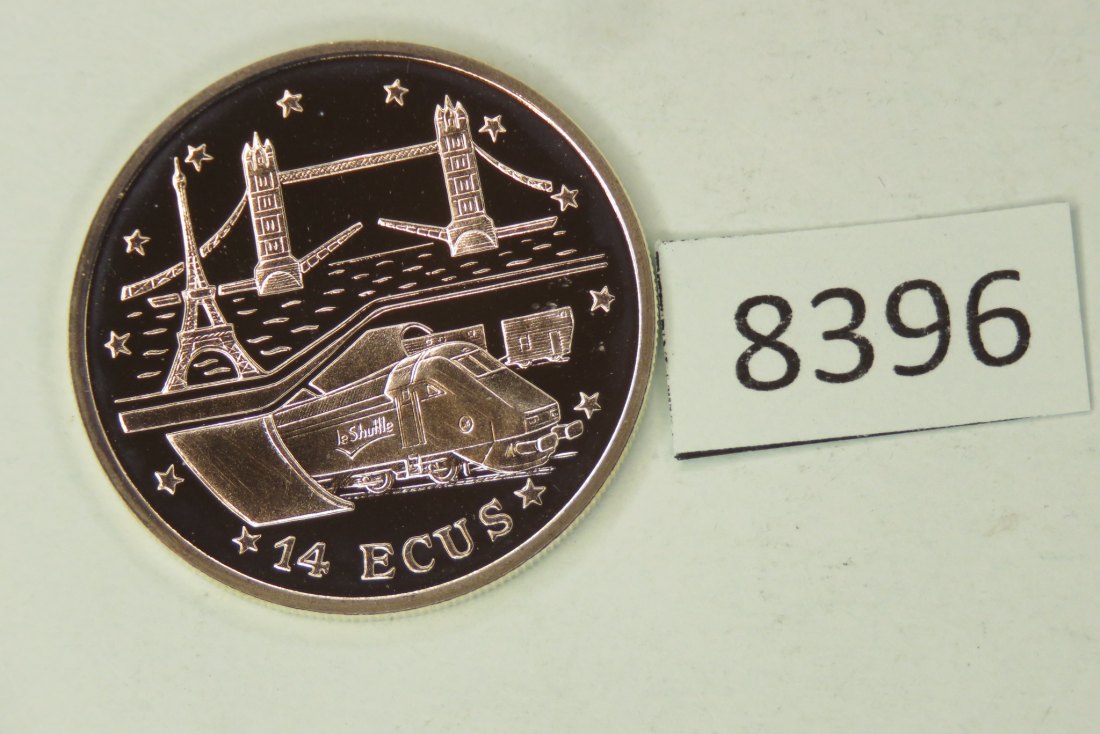  8396  Gibraltar 1994 - 14 ECU - Eurotunnel - 10 g Silber 0.925   