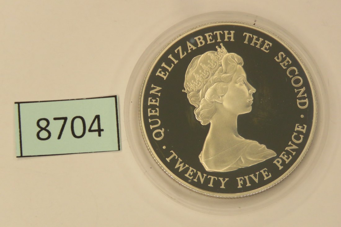  8704  Guernsey 1978 - 25 pence - Royal Visit - 28,28 g Silber 0.925   