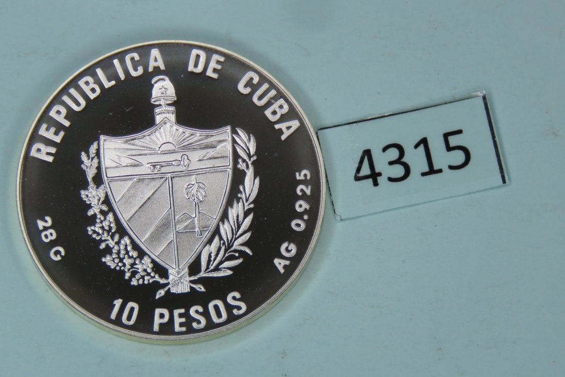  4315 Cuba  1990 - 10 Pesos - Olympia Basketball - 28 g Silber 0.925   