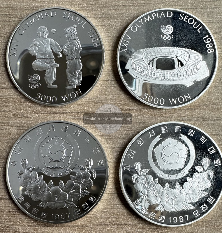  LOT: 2x Süd-Korea 5000 Won 1987 - Seoul Olympics '88 -  FM-Frankfurt  Feinsilber: 31,1 - VZ   